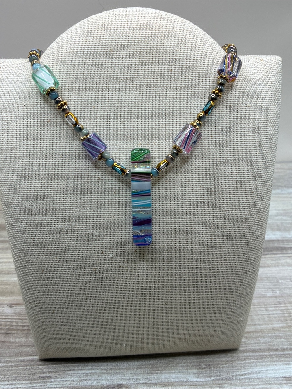 Handcrafted Premium Furnace Cane Glass Pendant Necklace